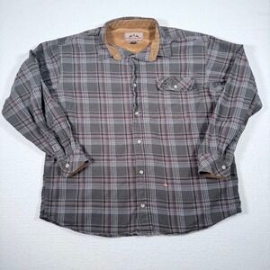 Legendary Whitetails 2XL Gray Plaid Corduroy Collar Button‎ Up Long Sleeve Shirt